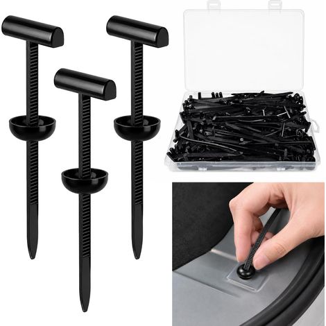 100 Attache Cable Universel en Nylon Noir avec Clip Autobloquant Durable Resistant aux UV pour Fixation de Plaque de Protection Chassis Voiture Tapis de Coffre et Garage (1/5)