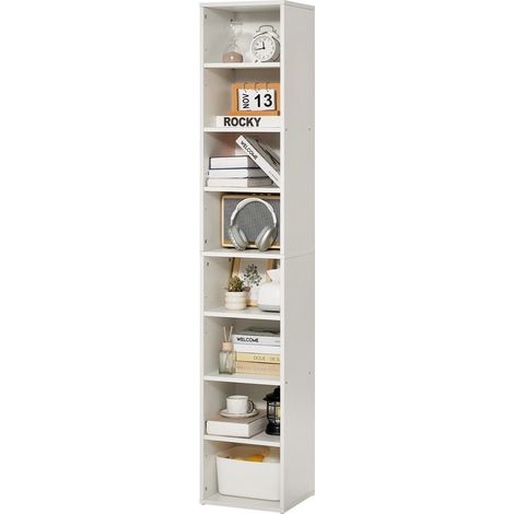 Mophorn 8 - schmales Bücherregal - 71 Zoll hohes offenes Bücherregal aus Holz. Mit höhenverstellbarem Regal. Ein freistehendes Ausstellungs- und Aufbewahrungsregal, ideal für Bibliothek, Schlafzimmer