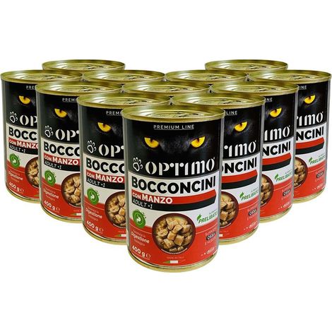 OPTIMO SET 12 BOCCONCINI PER GATTO AL GUSTO DI MANZO DA 400 GR (1/4)
