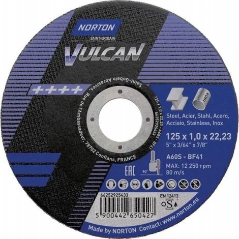 Norton Clipper Vulcan disco da taglio in metallo 125 mm