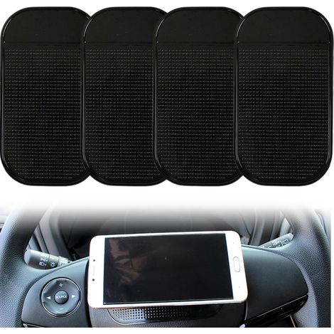 4pcs Tapis Antidérapant Tapis de Voiture Antidérapant Auto Adhésif Tapis Intérieur de Voiture en Gel de Silicone Lavable Réutilisable pour Tenir Téléphone Portable et Clés (1/5)