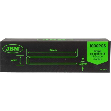 SET DE GRAPAS 32x6mm. DE CALIBRE 18 (1000 PIEZAS) JBM54010 (1/3)