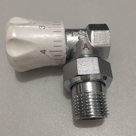 Robinet Thermostatique Angle pour Radiateur Male Femelle Régulation Débit (1/4)