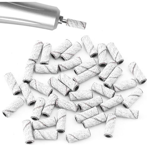 50 pièces bandes de ponçage grain 240 bandes de ponçage extra fines pour perceuse à ongles pour le polissage et la mise en forme des ongles naturels, bandes de ponçage des ongles zèbre (1/5)