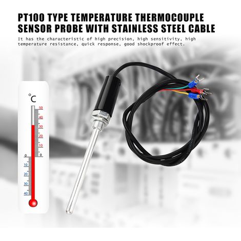 Sonde de température à thermocouple de type PT100 avec câble en acier inoxydable (100 mm) (1/5)
