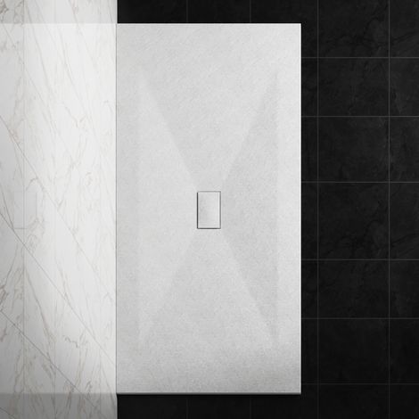 NRG 1800 x 1000mm SMC White Rectangle Slate Effect Bathroom Shower Tray