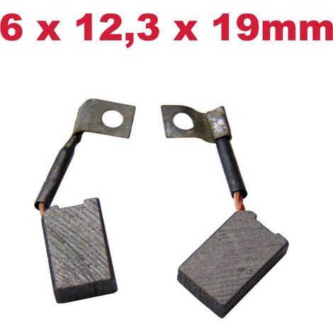 2x Trade-Shop Motorkohlen / Kohlebürsten / Schleifkohlen 6 x 12,3 x 19mm 12-24V für verschiedene KFZ-Motoren Rolltor Garagentor Antriebe Lichtmaschine (1/2)