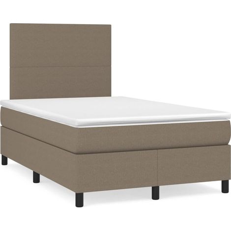 Sommier à lattes de lit matelas et LED taupe 120x190 tissu (1/5)