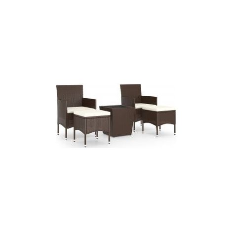 Ensemble de bistro de jardin 5 pcs poly rotin et verre trempé (1/5)