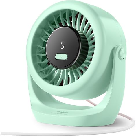 Ventilateur USB de Table, Puissant Jusqu'à 6 m/s, Affichage LED, 5 Vitesses, Rotation 360°, Mini Ventilateur Silencieux, Portable pour Maison, Bureau, Extérieur, Cuisine, Camping (1/5)
