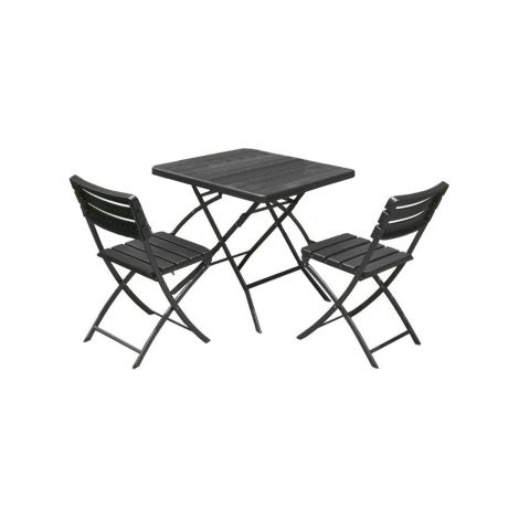 Gavoi set pranzo da giardino in polietilene con 2 sedie e tavolo nero