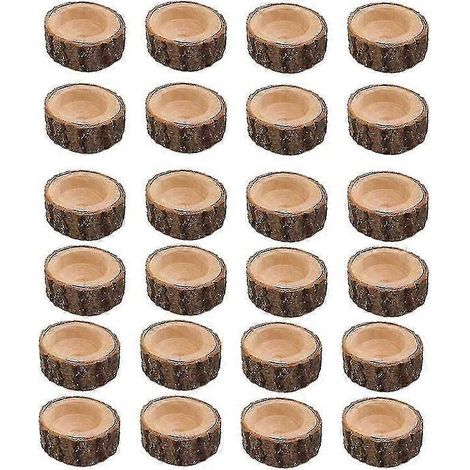 Ensemble de 24 porte-bougies en bois, compatible avec les décorations de table pour les mariages. (1/5)