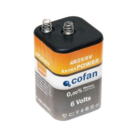 COFAN batería 4r25 6 voltios caja 4 unid. , Batería especial universal para lámparas de Señalización intermitentes.