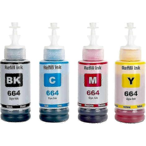 Pack de 4 cartouches d'encre 664 pour imprimantes Epson Ecotank (l210/l220/l300/l355/l365/l555/l1300) (1/3)