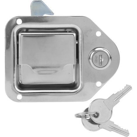 Serrure de porte en acier inoxydable en forme de T avec 2 clés pour armoires métalliques, armoires électriques et boîtes à outils (1/5)