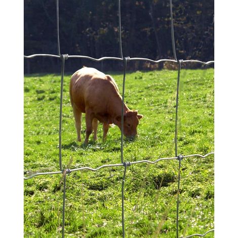 Grillage noué lourd 124 cm – Galvanisation Classe A – Rouleau 50 m – Résistance aux chocs pour enclos bovins et chevaux