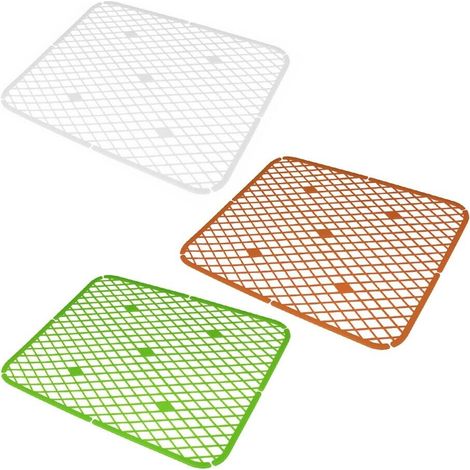 Tappeto lavabo tappetino lavello cucina rettangolare quadrato per casa cucina in plastica bianco verde arancio set da 2 - MISURA: quadrato (1/5)