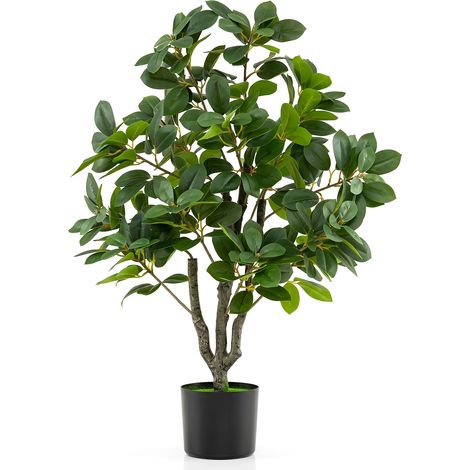 Plante Artificielle Interieur 80cm à 14 Branches avec Pot en Ciment Rempli et Faux Gazon, pour Décoration de Bureau, Salon, Chambre (1/5)