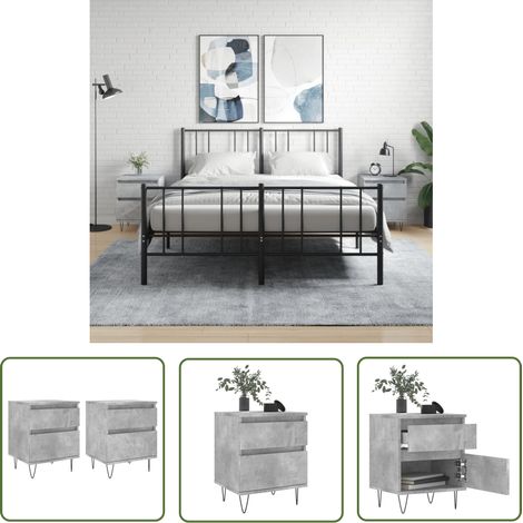 The Living Store Nachttische 2 Stk. Betongrau 40x35x50 cm Holzwerkstoff - Beton Grau Nachttisch - Wohnzimmer Dekoration - Holzwerkstoff Nachttisch - Schrankregal - Kommode (1/5)