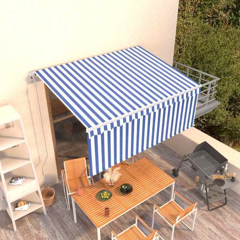 vidaXL Toldo automático retráctil con persiana azul y blanco 3x2,5m (1/5)