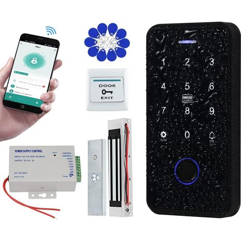 Système de Contrôle d'accès Kit Imperméable RFID Clavier Empreinte Digitale Biométrique Serrure électromagnétique Porte Clés (1/5)