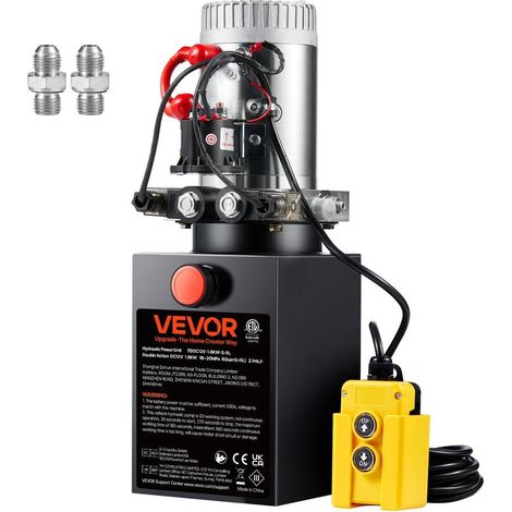 Pompe Hydraulique DC 12 V 6 L Groupe Hydraulique Double Effet Débit d'Huile 3,44 L/min Max. Pression de Décharge 22 MPa pour Camion à Benne Basculante Nacelle Élévatrice Remorque Levage Bennage (1/5)