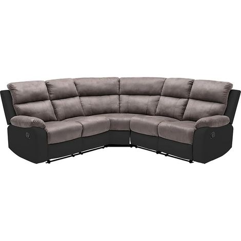 Canapé d'angle relax gris et noir en microfibre et simili TOLZANO (1/5)