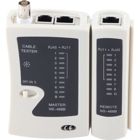 Tester per cavi di rete NS-468B BNC cable tester universale RJ45 e RJ11 con la borsa di stoccaggio, DC 9V. (1/5)