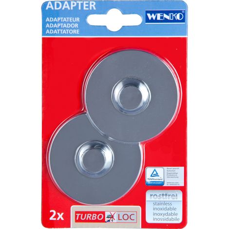 WENKO Turbo-Loc® Adapter Premium/Classic/Style, Befestigen ohne bohren, Silber glänzend, Kunststoff chrom