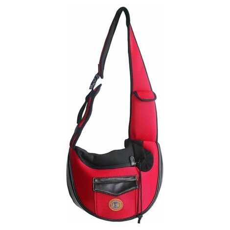 Sac à dos pour animaux de compagnie sac pour chat sac pour animaux de compagnie sac de voyage à bandoulière respirant sac à dos pour chien gris rouge (1/5)