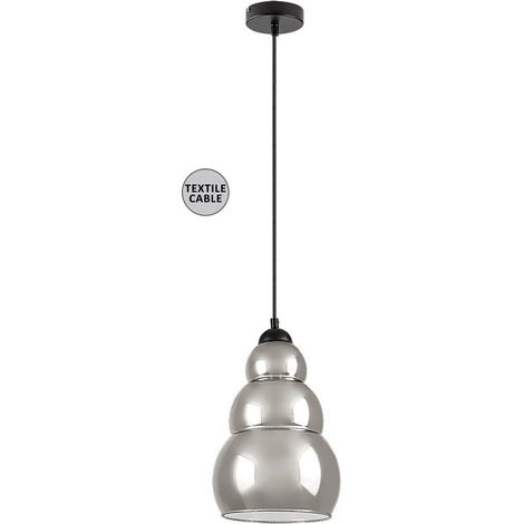 Lampada sospesa Salvatore E27 1x max.40w Metal nero, vetro colorato H: 190 cm Ø20 cm Dimmabile (1/5)