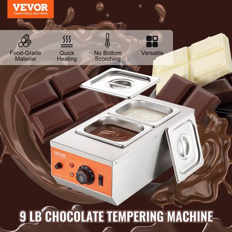 Tempéreuse à Chocolat Commerciale 800 W Bain-Marie Électrique pour Chocolat 2 Cuves de 1,5 L Fondoir à Chocolat Température Réglabl… (1/5)