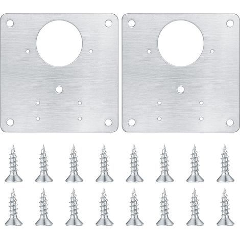 Set mit 2 Edelstahl-Scharnierreparaturplatten und 16 Schrauben für Küchenschränke (1/5)