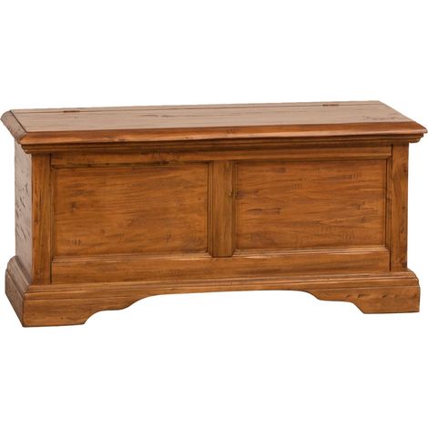 Cassapanca Country in legno massello di tiglio finitura noce 100x38x48 cm (1/5)