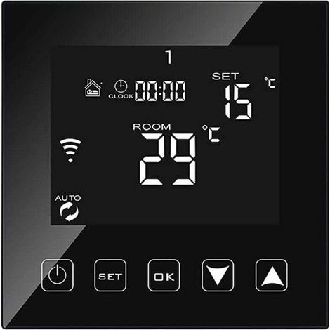 Smart Thermostat WiFi Connected Gas Water Boiler Programmable Alexa Google Home Tuya Smart Life Wall Compatible Black (1/4)