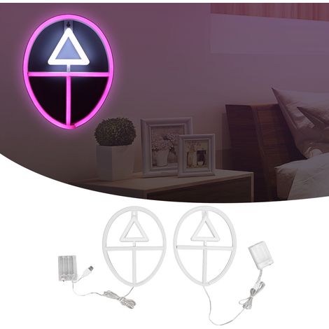 Lampe murale LED néon créative style cyberpunk, décoration intérieure, fête, cadeau d'anniversaire, décoration de chambre d'enfant, alimentation USB ou piles, lot de deux (1/5)