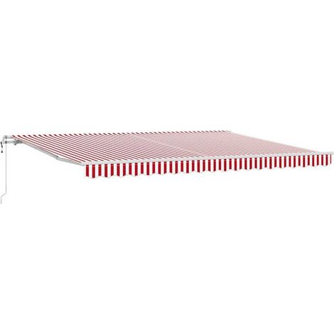 Store banne électrique rétractable, rouge et blanc, 450 x 350 cm (1/5)