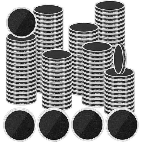 Lot de 100 supports pour pièces de 1 dollar en argent, étuis ronds en plastique avec joint en mousse ajustable (17-40 mm), protections pour pièces (1/5)