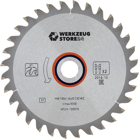 WS24 Hoja de sierra circular HM para madera 160 x 1,8 x 20 WZ 32 - WS24-100076 (1/2)