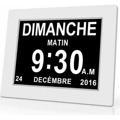 Kaelt - Horloge calendrier num��rique - One Piece - 7 pouces - Avec date et heure - Horloge Alzheimer pour parents - Rappel de m��dicaments pour grands-parents et enfants - Blanc - 20.414.32.4cm (1/4)