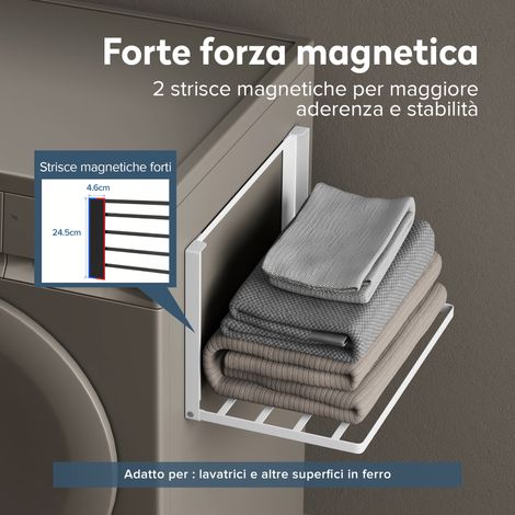 doporro Mensola Pieghevole da Parete Magnetica Porta Asciugamani Bianco Opaco in Acciaio al Carbonio senza Forature per Lavanderia Bagno Cucina Floda01 (1/5)