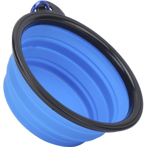 Gamelle pour chien portable, facile à nettoyer, durable et pliable, idéale pour les voyages et les promenades (bleue) (1/5)