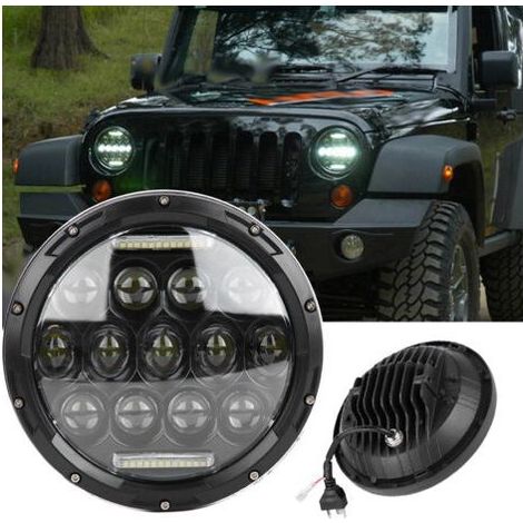 VURAHOME - 1 pièce de phare LED 7 pouces 300W 6000K pour Jeep Wrangler,de (1/4)
