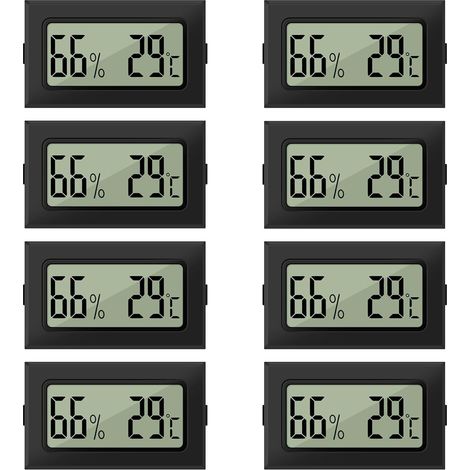 Lot de 8 mini thermomètres et hygromètres numériques LCD 2 en 1 pour l'intérieur et l'extérieur, pour serre, cave (1/5)