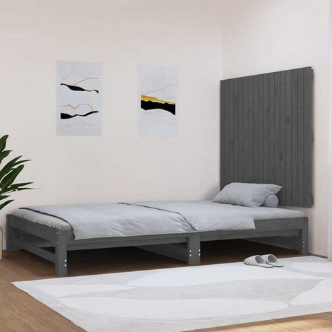 Tête de lit murale en pin massif gris 108 x 3 x 90 cm pour lit sans tête - PANGIVO (1/5)
