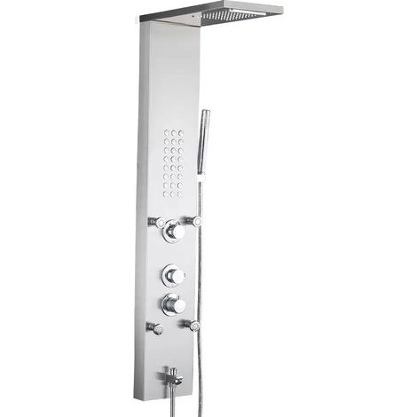 Duschpaneel gebürstetes Chrom mit LED Pescara 130x20x7 cm (1/5)