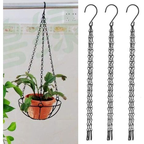 3-Piece Hanging Flower Pots, Garden Planter, Iron Replacement Basket, Hanging Hook Set, Lawn and Garden Accessories (1/5)