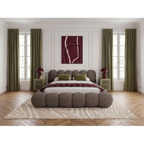 BOBOCHIC - Lit bas BOBBY tissu chiné  160x200 Marron