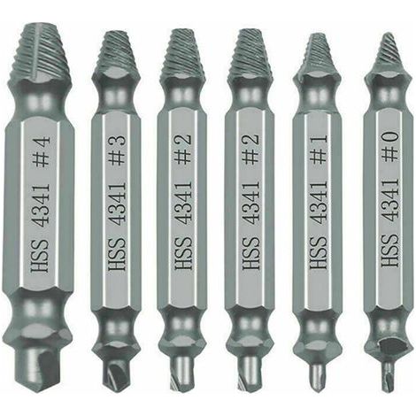 6-teiliges Schraubenausdreher-Set, Bolzenausdreher, Ausdreher für beschädigte Schrauben zum einfachen Entfernen beschädigter Bolzen und Schrauben (Silber) (1/5)