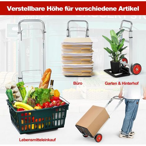 COSTWAY Sackkarre klappbar, Transportkarre mit Teleskopgriff & Faltbarer Ladefläche, belastbar bis 100 kg, Transportwagen Alu Handkarre, für Haus, Garten, Lager (1/5)